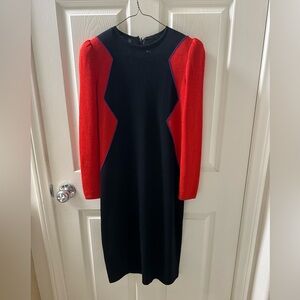 St. John Black and Red Long Sleeve Knit Dress Vintage…no size listed… Small